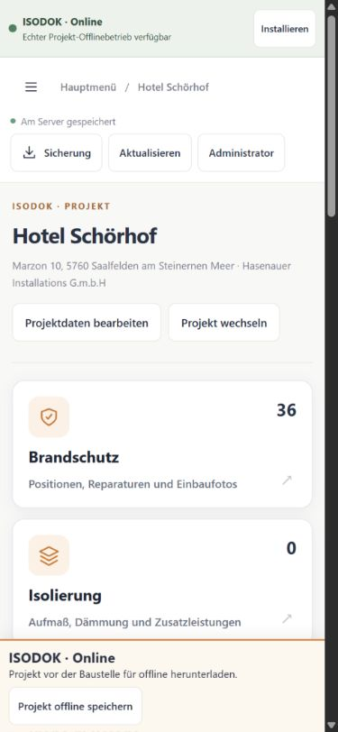 ISODOK-Webansicht im Handyformat